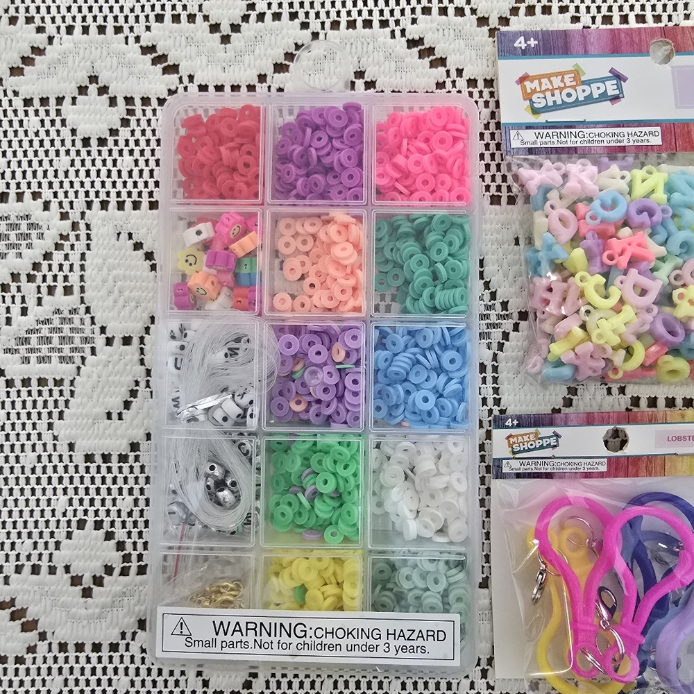 New Jewelry Making Bundle Arts and Crafts Supplies Alphabet Beads Keychain Rings - Picture 2 of 7